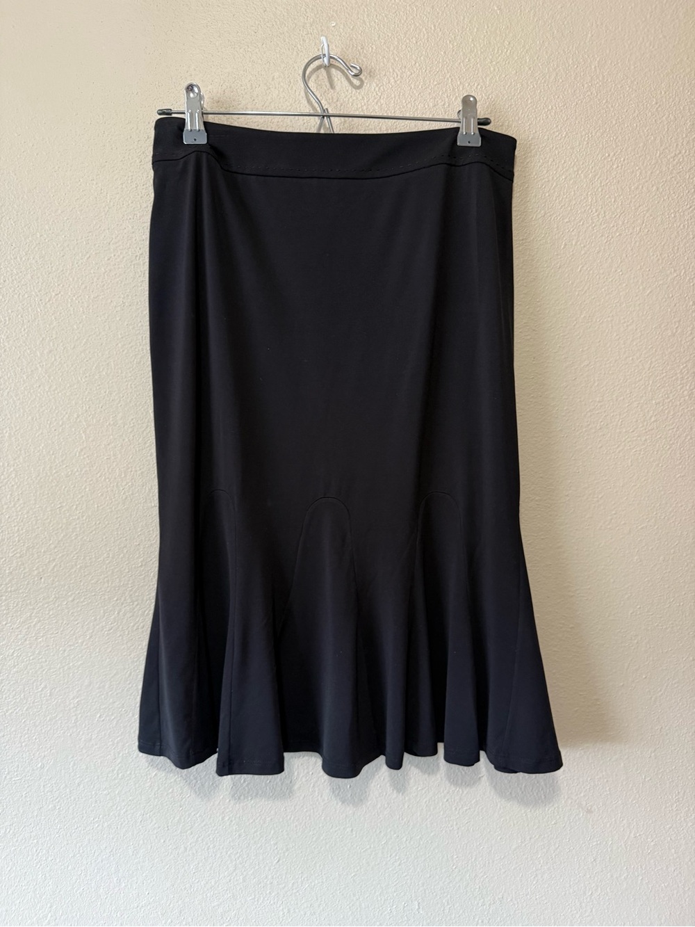 Tahari Black Flared Midi Skirt with Panel Hem - Picture 2 of 3
